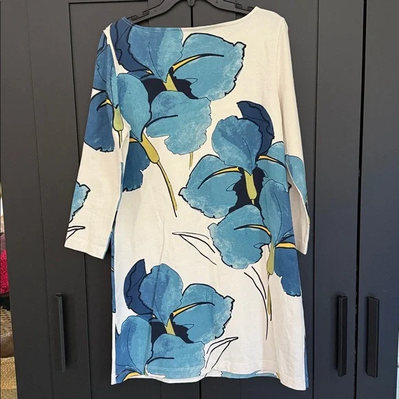 Tory Burch Floral Print Dress with Blue and Yellow Accents - Picture 4 of 5